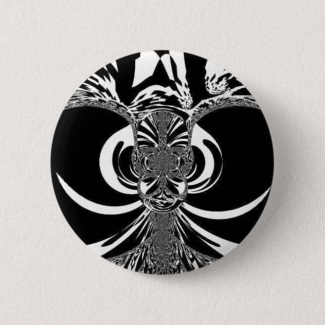 Black and White Elegant Classic Patterned Design 6 Cm Round Badge (Front)
