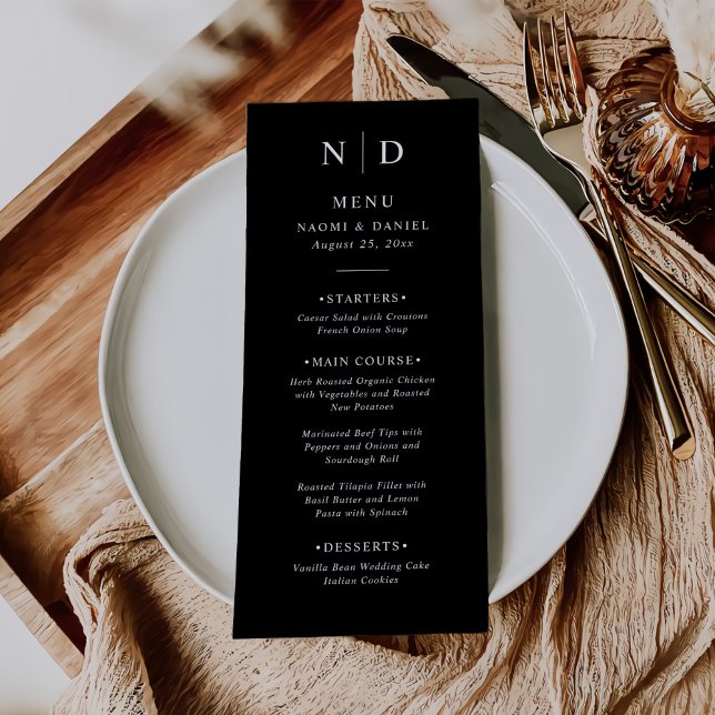 Black and White Elegant Classic Wedding Menu (Creator Uploaded)