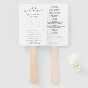 Black and White Elegant Classic Wedding Program Hand Fan