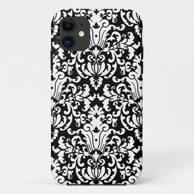 Black and White Elegant Damask Case-Mate iPhone Case (Back)