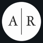 Black and White Elegant Envelope Seal, Wedding Classic Round Sticker<br><div class="desc">Elegant,  modern wedding invitation suite. Simple and classic,  black and white design.</div>