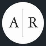 Black and White Elegant Envelope Seal, Wedding Classic Round Sticker<br><div class="desc">Elegant,  modern wedding invitation suite. Simple and classic,  black and white design.</div>