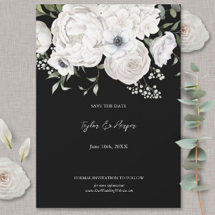 Black and White Elegant Floral Bouquet Modern Save The Date