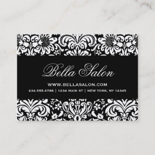 Black and White Elegant Floral Damask Business Card