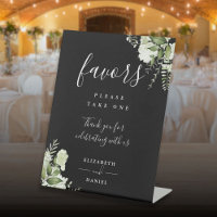 Black And White Elegant Floral Greenery Favours