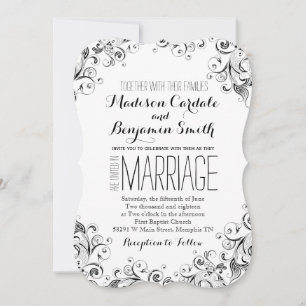 Black and White Elegant Flourish Wedding Invites