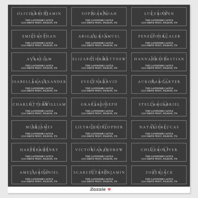 Black and White Elegant Formal Wedding Address (Sheet)