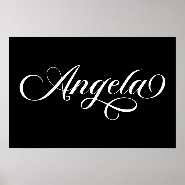 Black and White Elegant Lettering Angela Poster (Front)