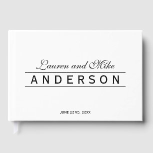 Black and White Elegant Lines Couple Name Wedding Guest Book