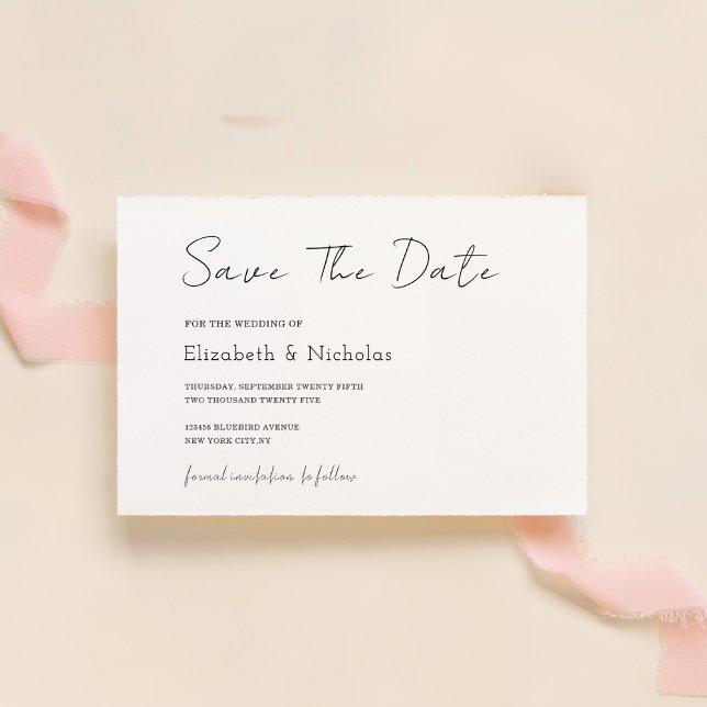 black and white elegant minimalist classic wedding save the date (Creator Uploaded)