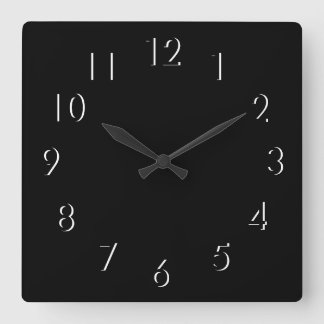 Black and White Elegant Minimalist Square Wall Clock