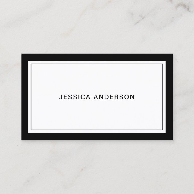 Black And White Elegant Modern Business Card (Front)