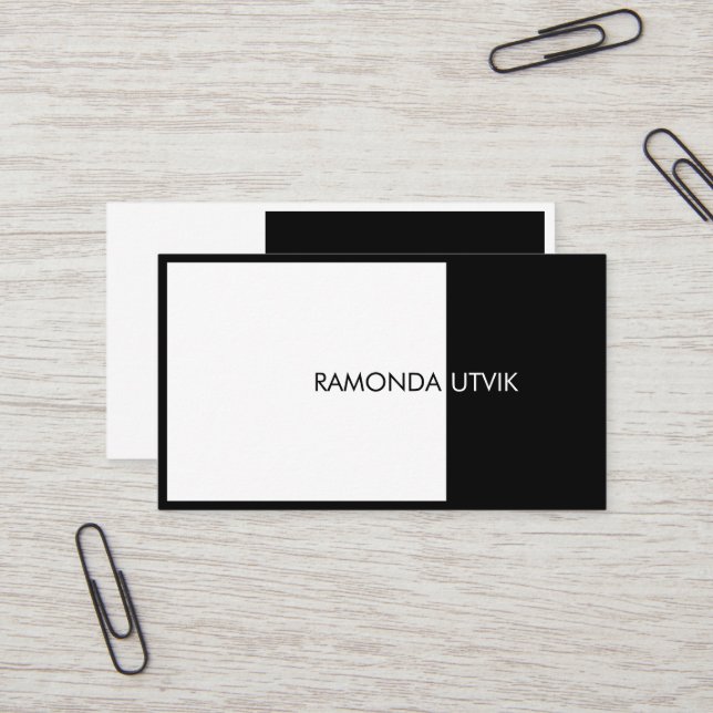Black and White Elegant Modern Business Card (Front/Back In Situ)