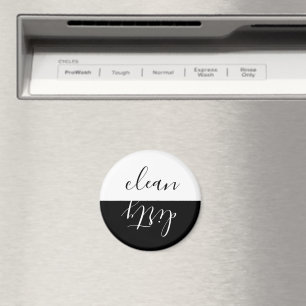 Black and White Elegant Modern Dishwasher Magnet
