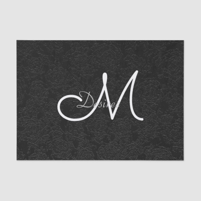 Black And White Elegant Modern Girly Monogram Tissue Paper (Front)