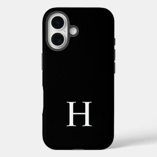Black and White Elegant Modern Minimalist Monogram iPhone 16 Case