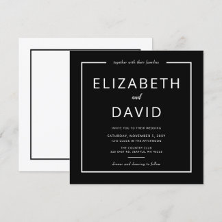 Black and White Elegant Modern Minimalist Wedding Invitation