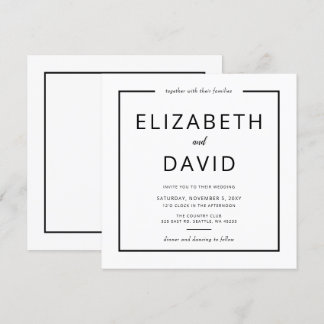 Black and White Elegant Modern Minimalist Wedding Invitation