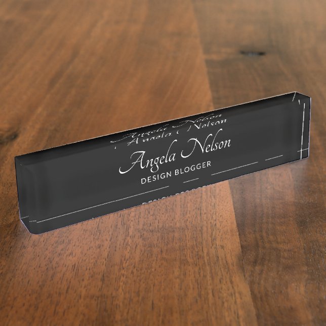 Black and White Elegant Modern Script Nameplate (Side)