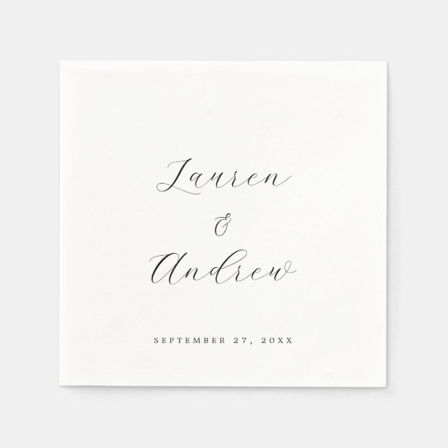 Black and White Elegant Modern Simple Wedding Napkin (Front)