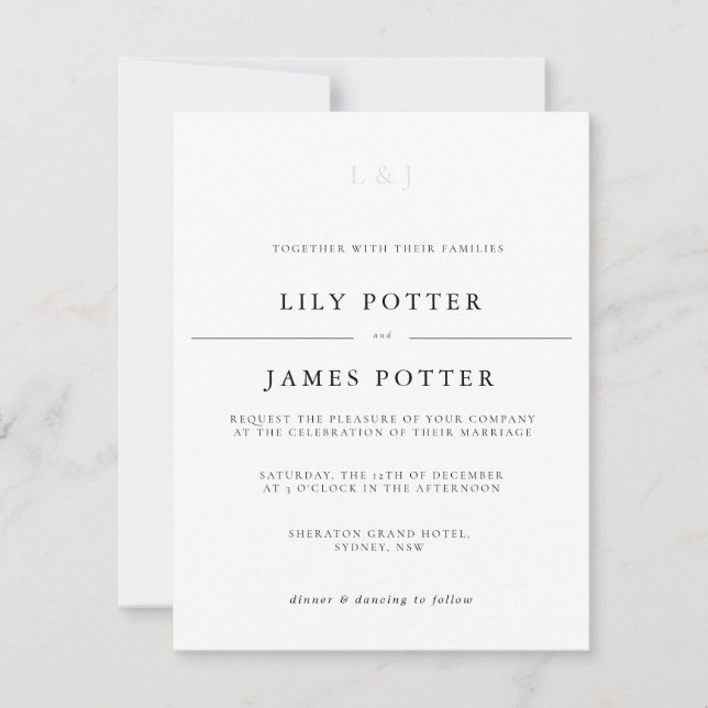 Black and White Elegant Modern Wedding Invitation (Front)