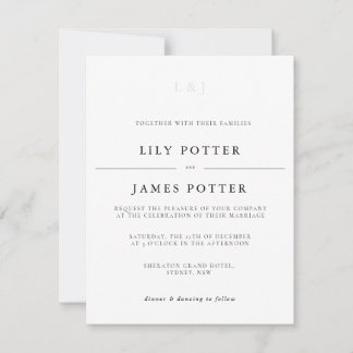 Black and White Elegant Modern Wedding Invitation