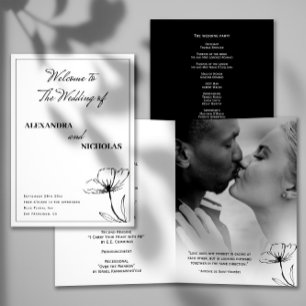 Black and White Elegant Modern Wedding Programme