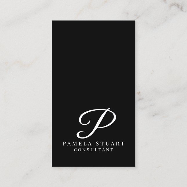 Black and White Elegant Monogram Business Card (Front)
