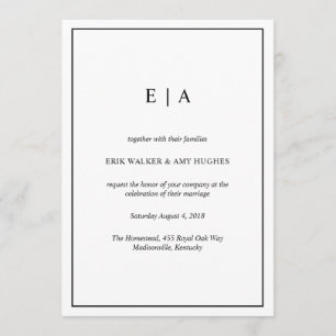 Black and white elegant monogram invitation