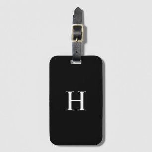Black and White Elegant Monogram Luggage Tag