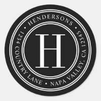 Black and White Elegant Monogram Return Address