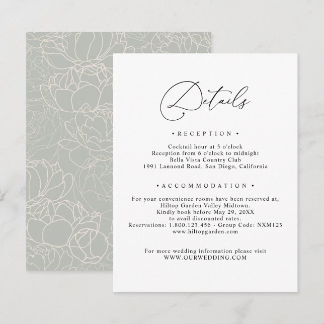 Black and White Elegant Script Details Enclosure Card (Front/Back)