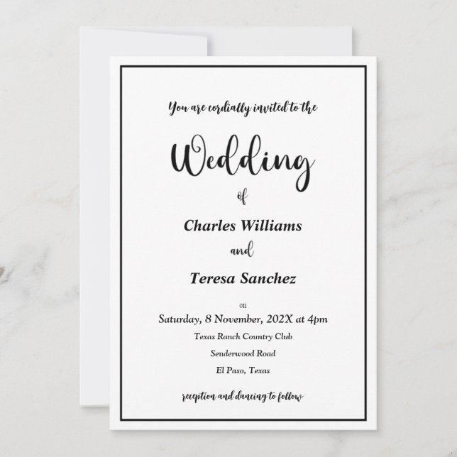 Black and White Elegant Script Invitation (Front)