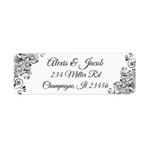 Black and White Elegant Script Return Labels