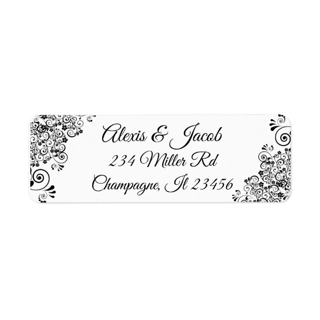 Black and White Elegant Script Return Labels (Front)