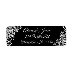 Black and White Elegant Script Return Labels