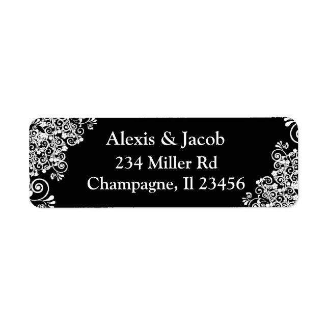 Black and White Elegant Script Return Labels (Front)