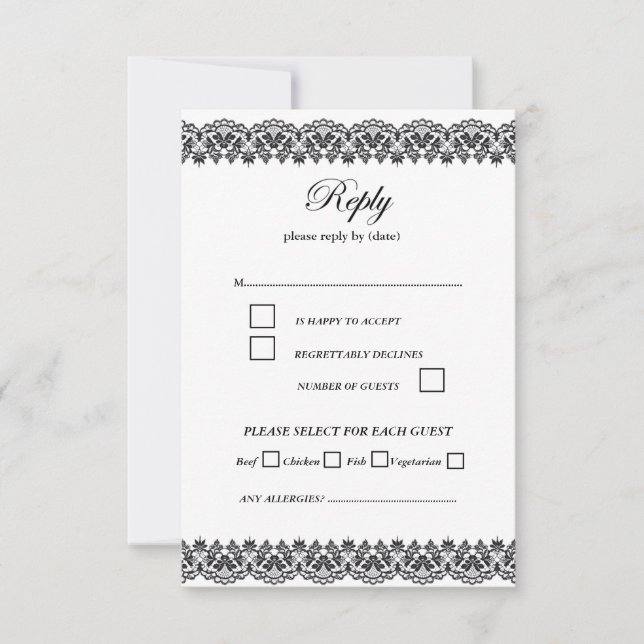 Black and White Elegant Script RSVP (Front)