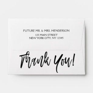 Black and White Elegant Script Thank You Envelopes