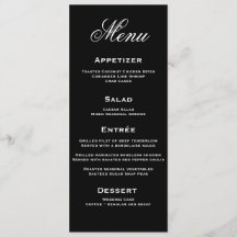Black and White Elegant Script Wedding Menu Card