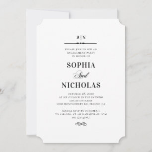 Black and white elegant simple engagement party invitation
