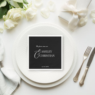 Black and white elegant simple monogram printed napkin