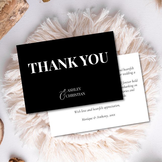 Black and white elegant simple wedding thank you card (Black and white elegant simple wedding thank you cards black thank you cards)