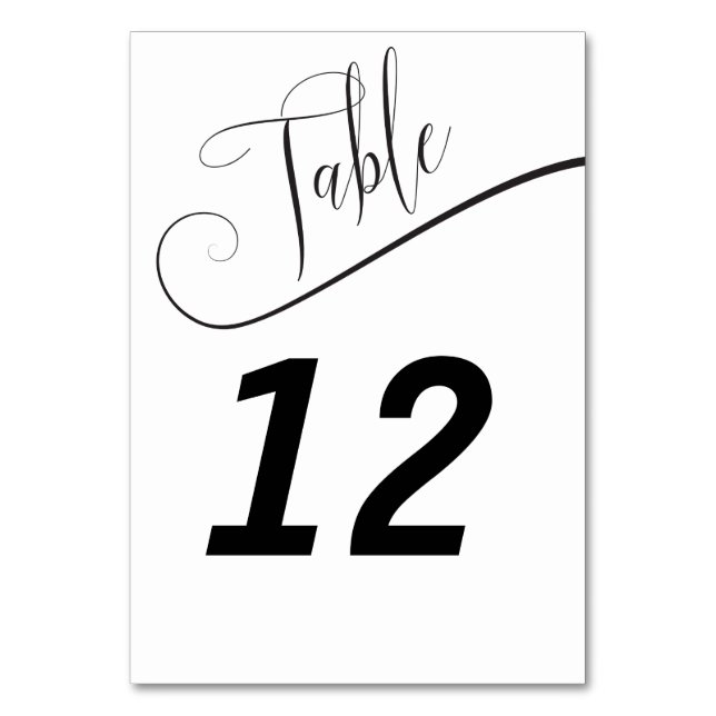Black and White Elegant Table Number (Front)