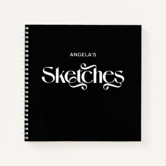 Black and White Elegant Typography Sketches Notebook