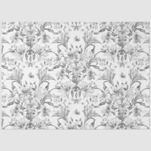 Black and White Elegant Vintage Floral Tissue Paper
