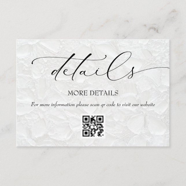 Black and White Elegant Wedding Details Enclosure Card (Front)