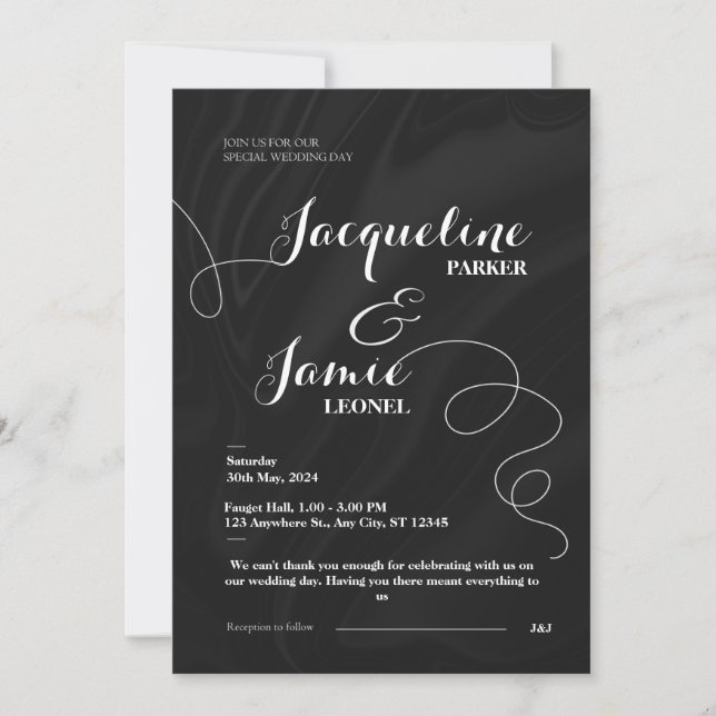 Black and White Elegant Wedding Invitation (Front)
