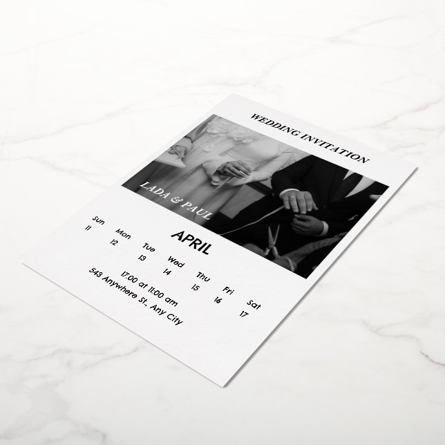 Black And White Elegant Wedding Invitation (Rotated)