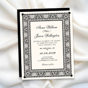 Black and white elegant wedding invitation